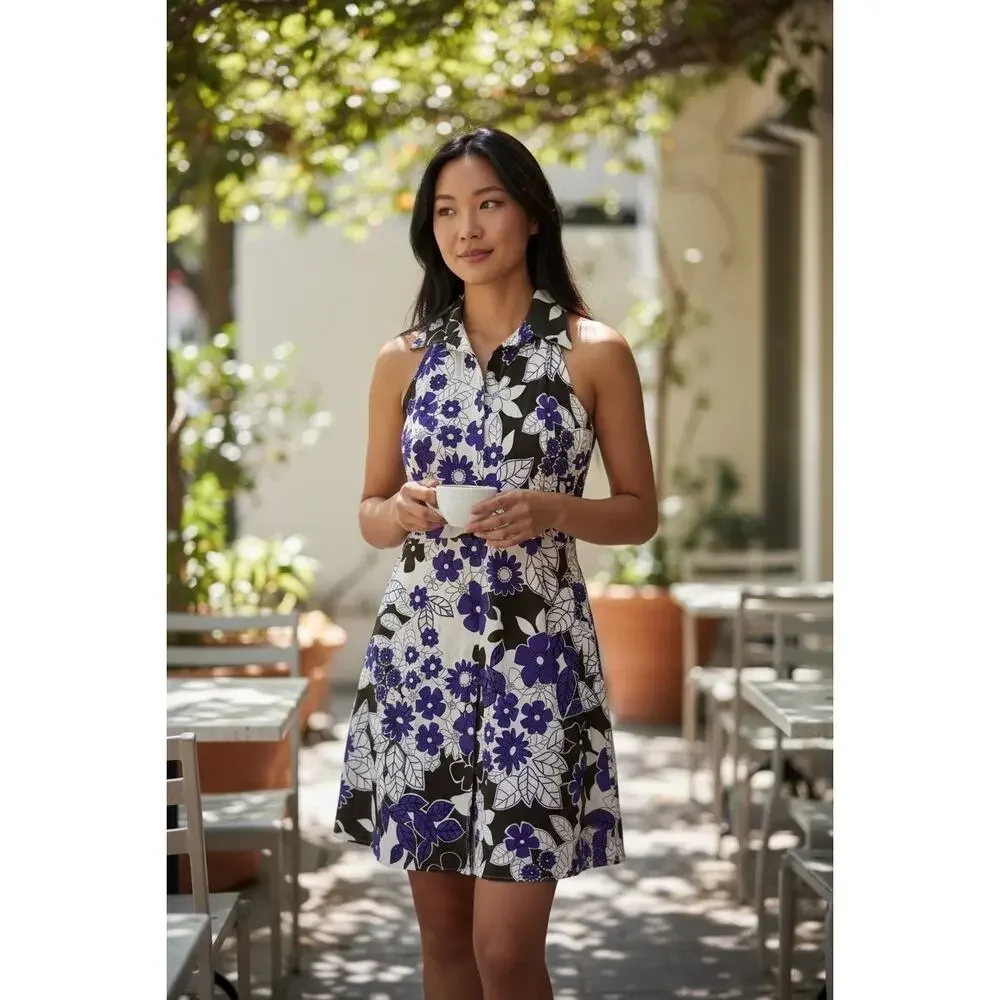 Purple Floral Dress By DBY Size 10 - Picture 6 of 6